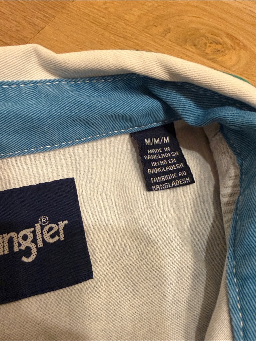 Wrangler Blue Teal Black White Brushpopper Western Shirt *New With Tag* - Picture 5 of 5